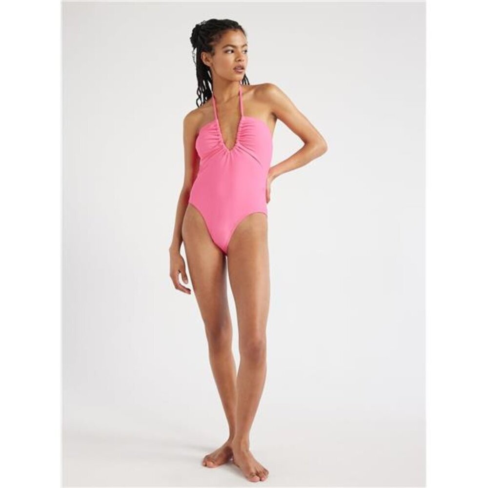 Ruched V-Neck One-Piece Swimsuit - Picture 6 of 8